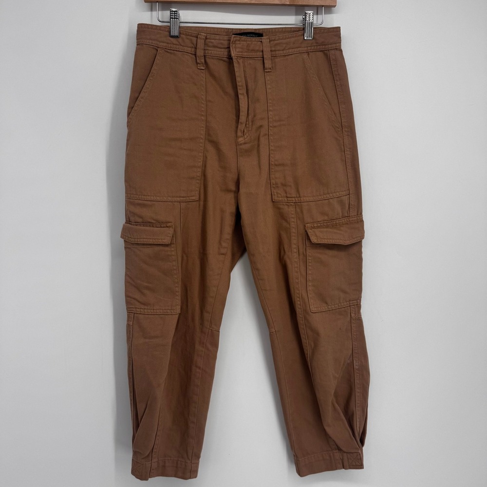 Banana Republic Cargo Pants Womens 4P Brown High Rise Cotton Tapered Utility